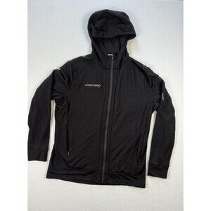 Icebreaker Hoodie Mens XL Merino Wool Black Full Zip Pockets Stretch